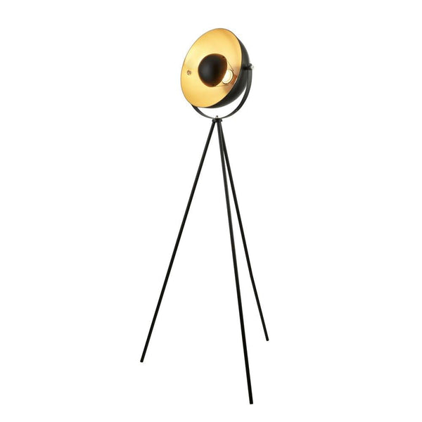 Blink 1 Light Tripod Floor Lamp - Black With Gold Shade by Searchlight Lighting 1