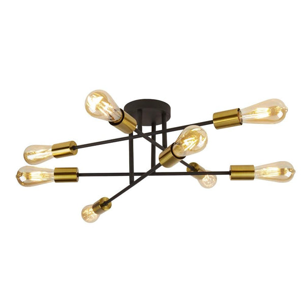 Armstrong 8 Light Black And Satin Brass Ceiling Light Image 1