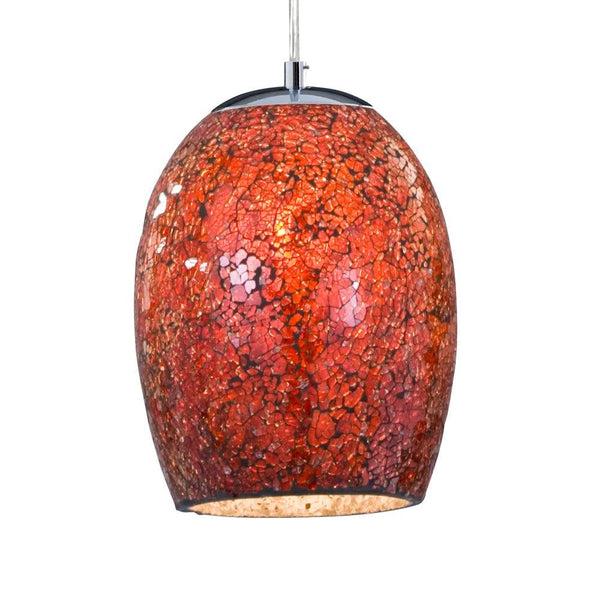 Searchlight Crackle 1 Light Red Mosaic Glass Ceiling Pendant