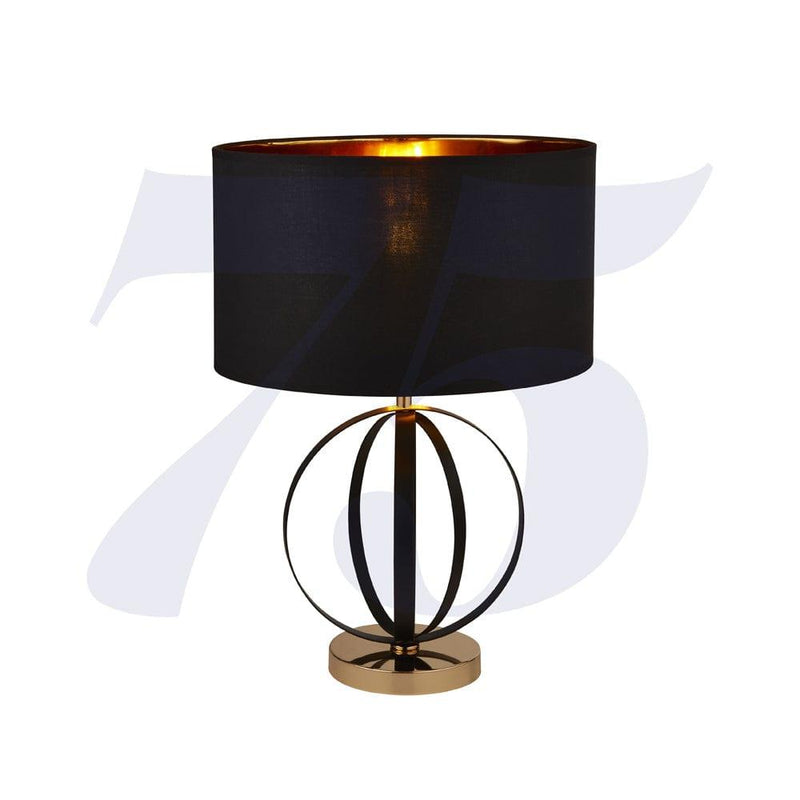 Hazel Black & Gold Table Lamp With Black Shade - Searchlight 1