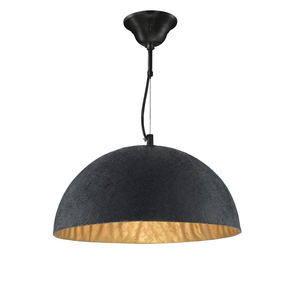 Searchlight Dome Black & Gold Ceiling Pendant - 38cm