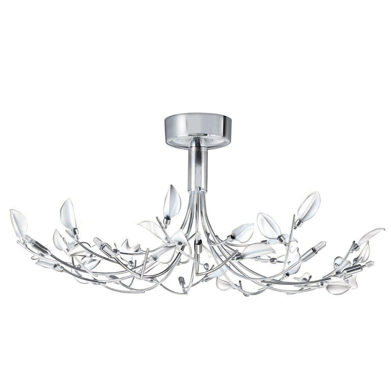 Wisteria 8 Light Chrome & Frosted Leaves Ceiling Pendant