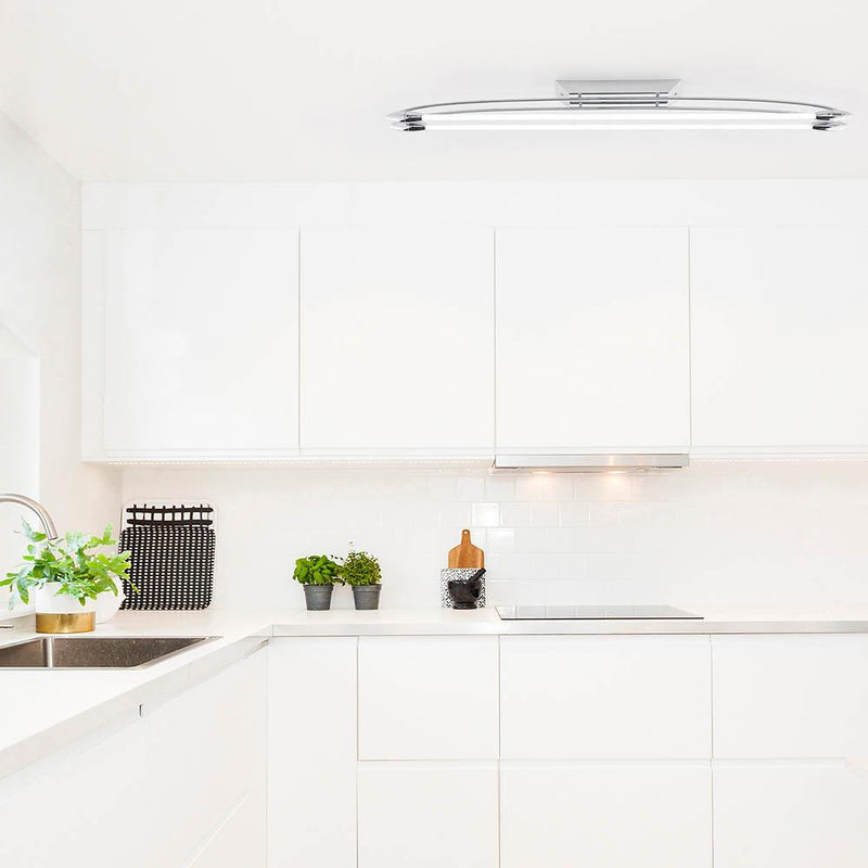 Endon Harper Chrome Finish LED Flush Ceiling Light - Large Hallway Image
