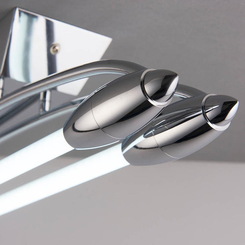Endon Harper Chrome Finish LED Flush Ceiling Light - Large Hallway close up