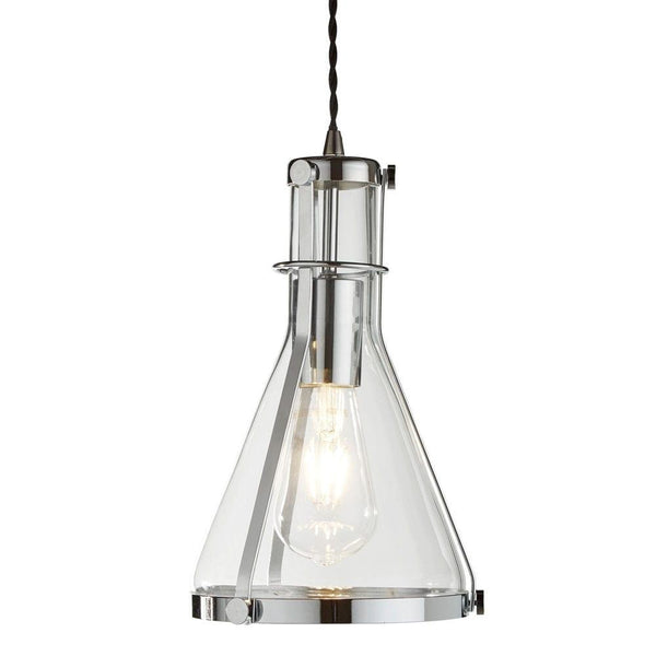 Searchlight Modern Chrome & Glass Conical Ceiling Pendant