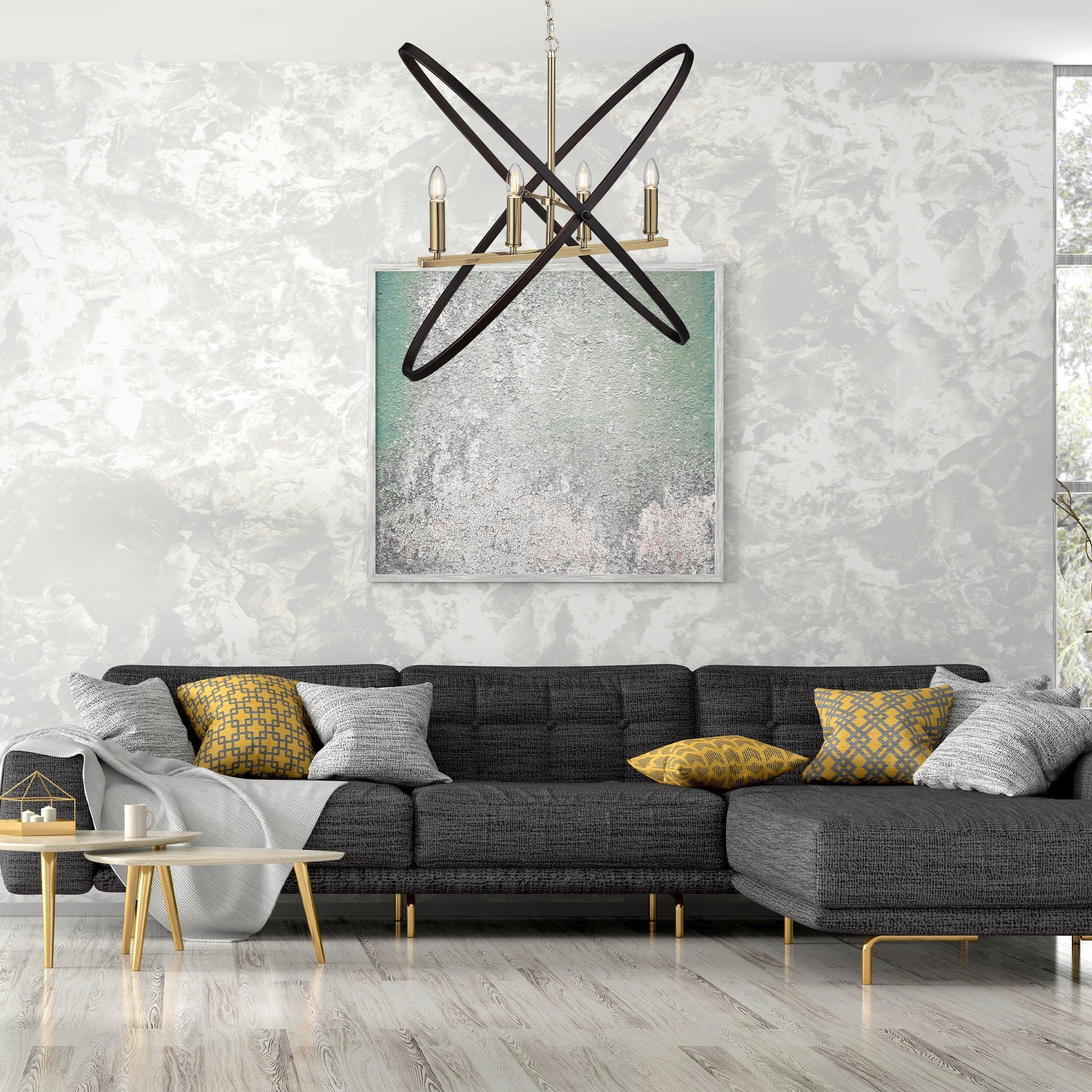 Hoopla 4 Light Bronze Pendant Ceiling Light Searchlight-Ceiling Pendant Lights-5-Tiffany Lighting Direct