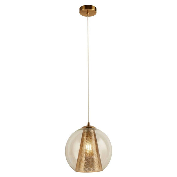 Conio 1 Light Brass Ceiling Pendant - Clear Glass Shade