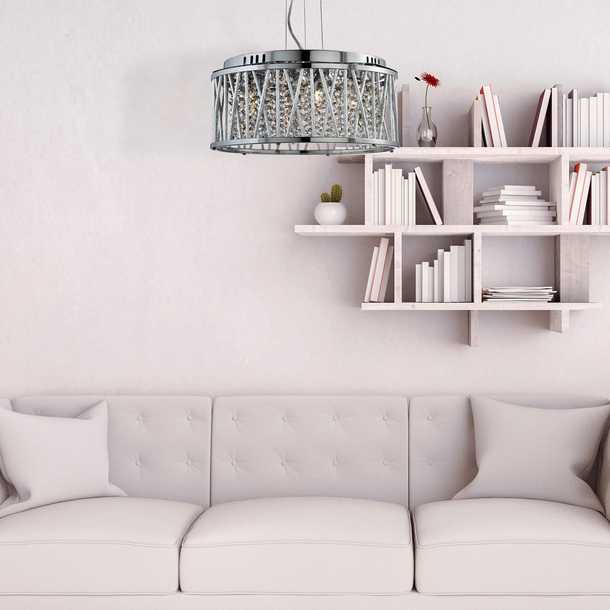 Elise 4 Light Chrome & Crystal Ceiling Flush/Pendant Hallway close up 2