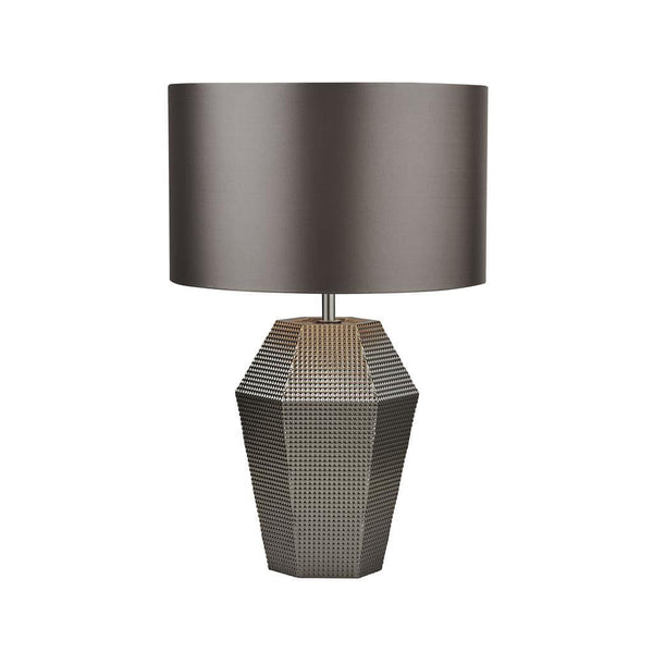 Searchlight Lucy Smoked Glass Table Lamp - Grey Drum Shade 1