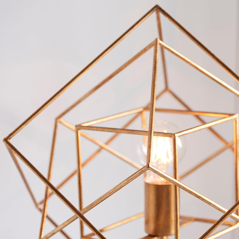 Geometric Gold Leaf Table Lamp - Black Marble Base