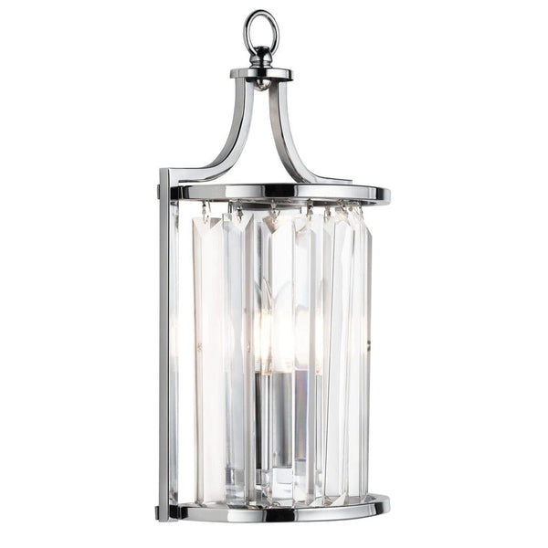 Victoria 1 Light Chrome With Crystal Glass Wall Light