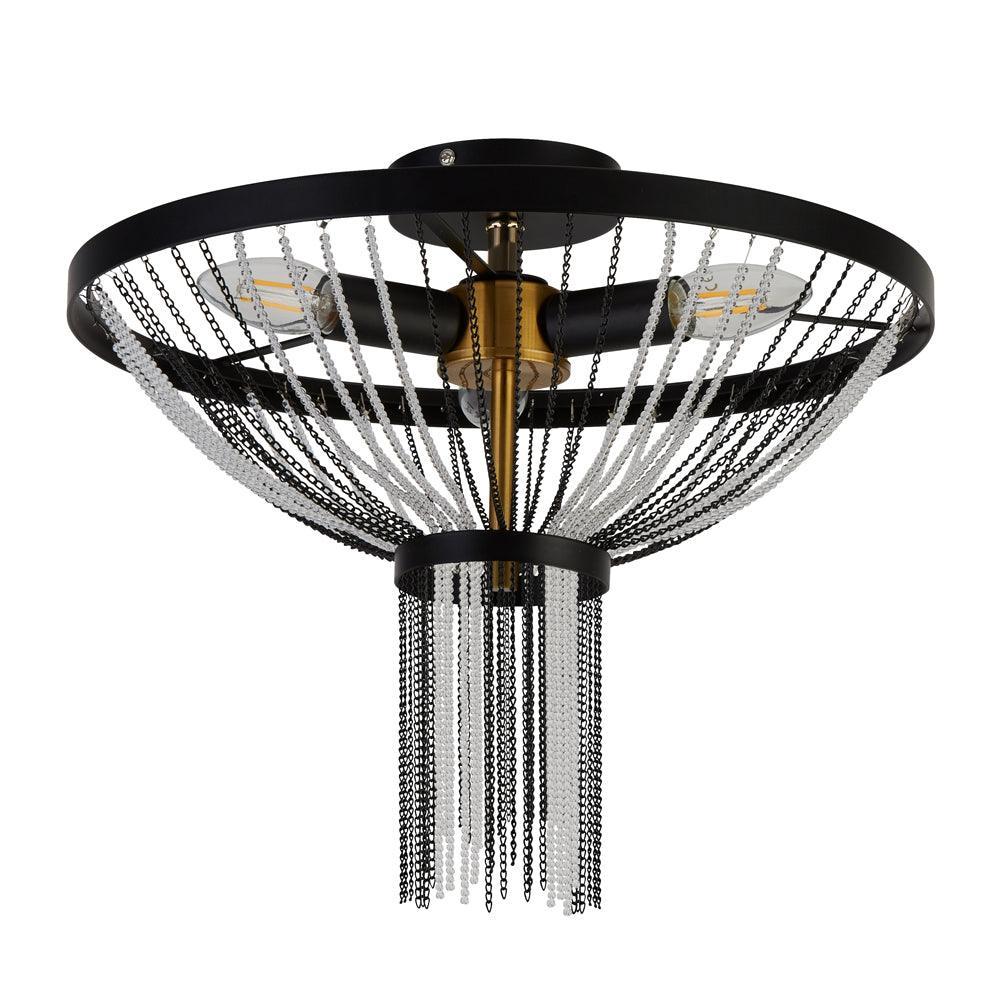 Searchlight Baguette 3 Light Black & Brass Ceiling Light-Ceiling Pendant Lights-2-Tiffany Lighting Direct