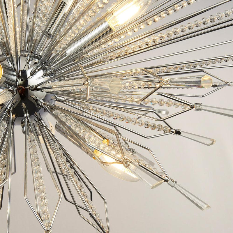 Starburst 8 Light Chrome & Crystal Glass Ceiling Pendant