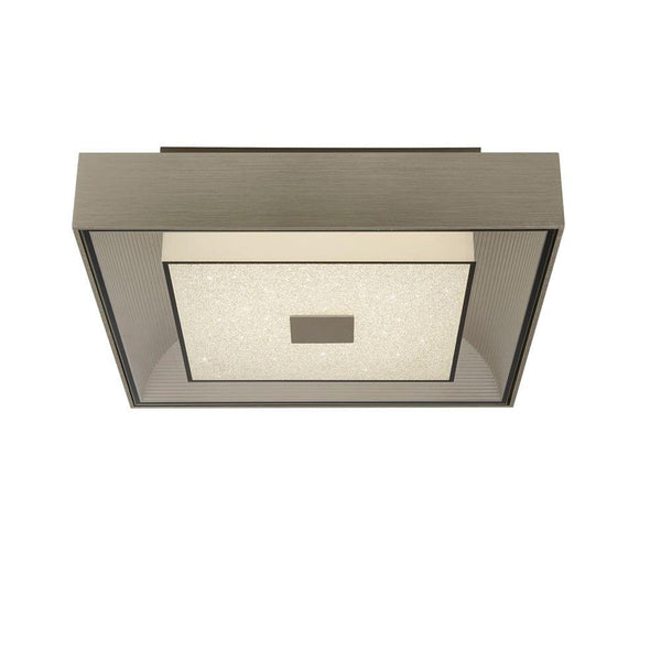Rhea LED Square Silver With Crystal Sand living room  Flush Ceiling Light Image 1