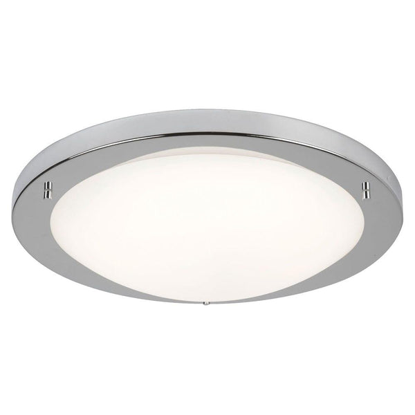 Geneva LED 20W Flush Silver & Opal Glass Flush Ceiling Light Living room Image