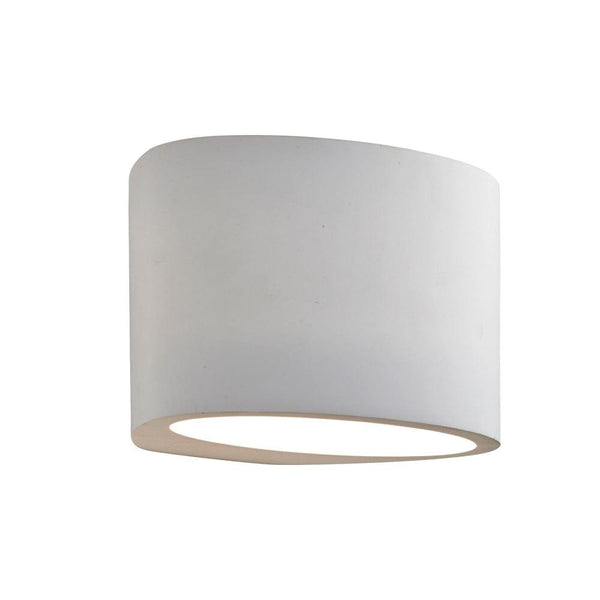 Plaster Ceramic Paintable Oval White Wall Light