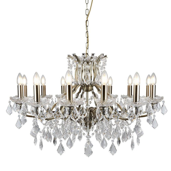 Paris 12 Light Brass/Crystal French Style Chandelier