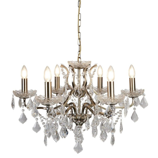 Paris 6 Light Brass/Crystal French Style Chandelier