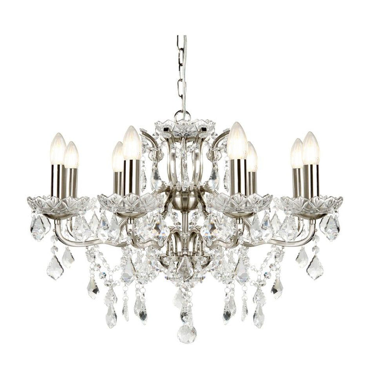 Paris 8 Light Silver/Crystal French Style Chandelier-Searchlight Lighting-1-Tiffany Lighting Direct