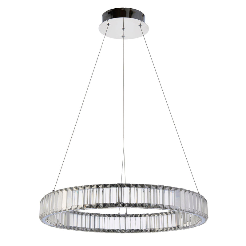 Majestic Chrome & Glass Crystal LED Ring Ceiling Pendant