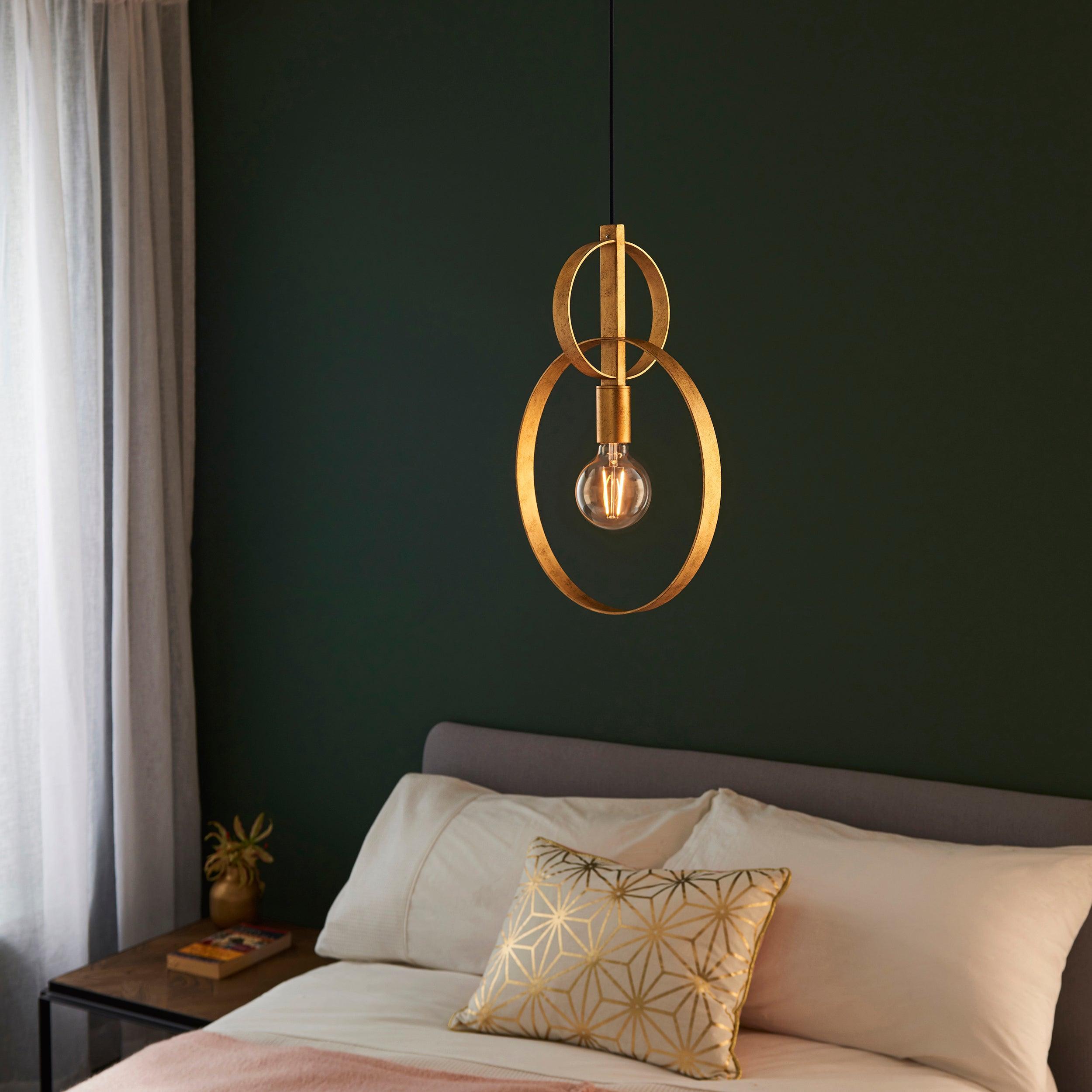 Norfolk 1 Light Gold Leaf Double Hoop Ceiling Pendant-Ceiling Pendant Lights-Living Lights-8-Tiffany Lighting Direct