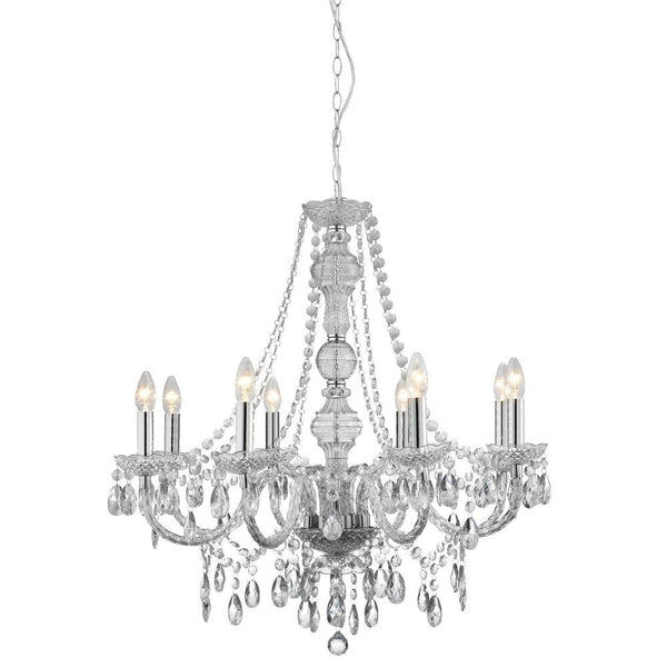 Searchlight Marie Therese 8 Light Clear Acrylic Chandelier-Searchlight Lighting-1-Tiffany Lighting Direct