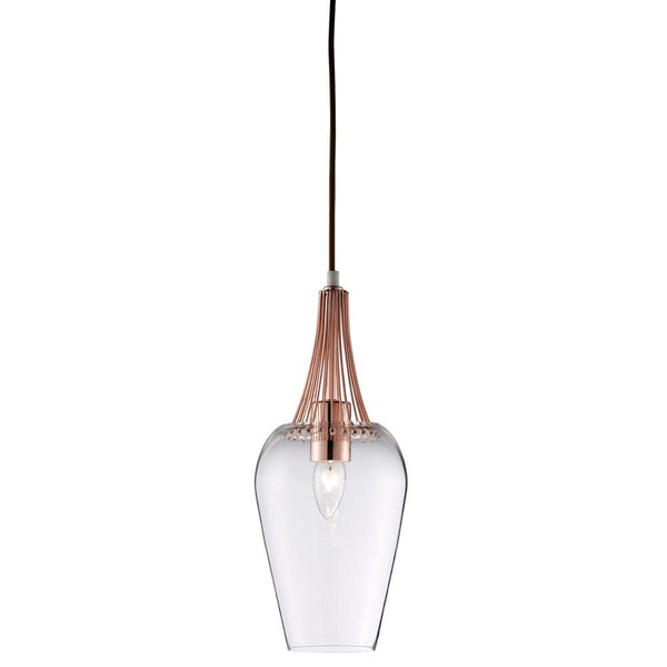 Searchlight Whisk Copper & Clear Glass Ceiling Pendant