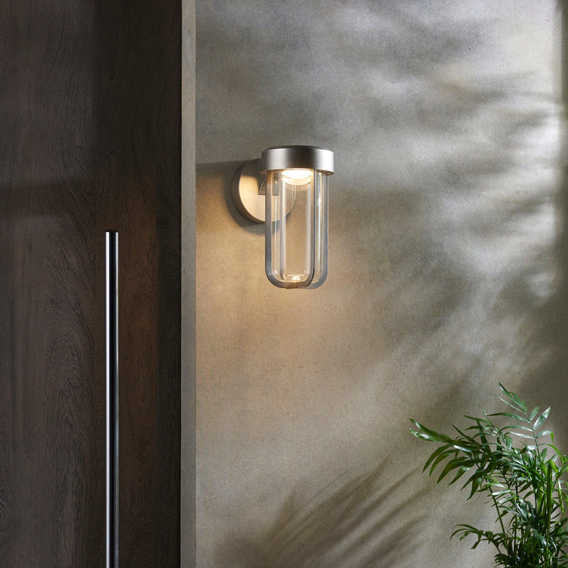 Newquay Large LED Brushed Silver Outdoor Wall Light