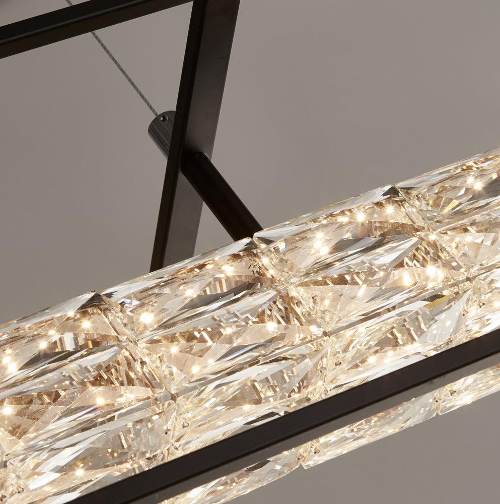 Elevator LED Black Frame Ceiling Pendant - Crystal Drops-Ceiling Pendant Lights-3-Tiffany Lighting Direct