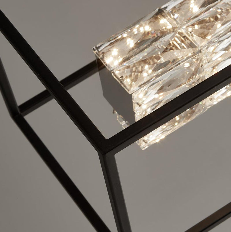 Elevator LED Black Frame Ceiling Pendant - Crystal Drops
