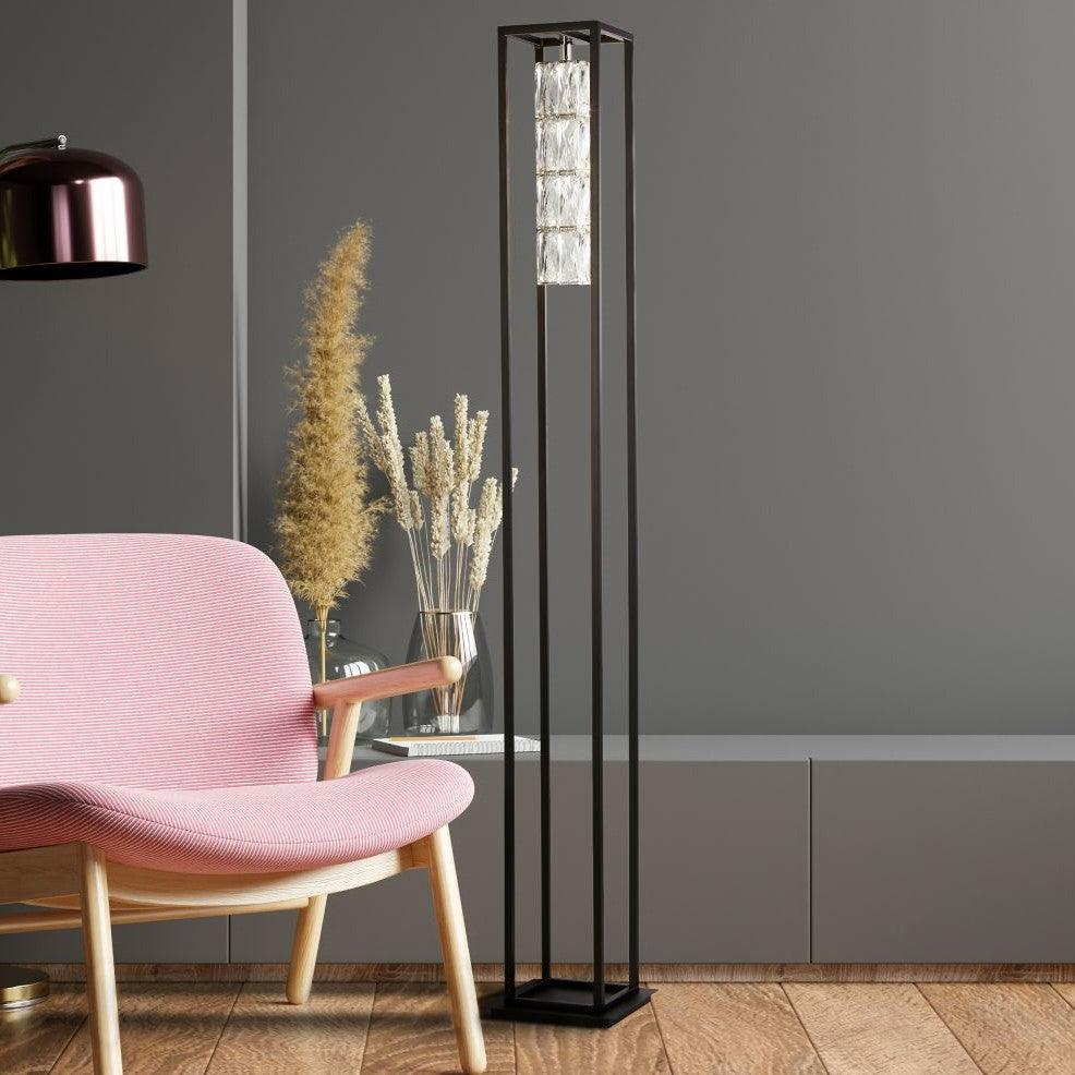 elevator 1 light led black frame floor lamp crystal drops by searchlighting lighting, living room image