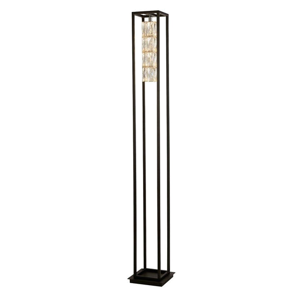 Elevator 1 Light LED Black Frame Floor Lamp - Crystal Drops by Searchlight Lighting 1