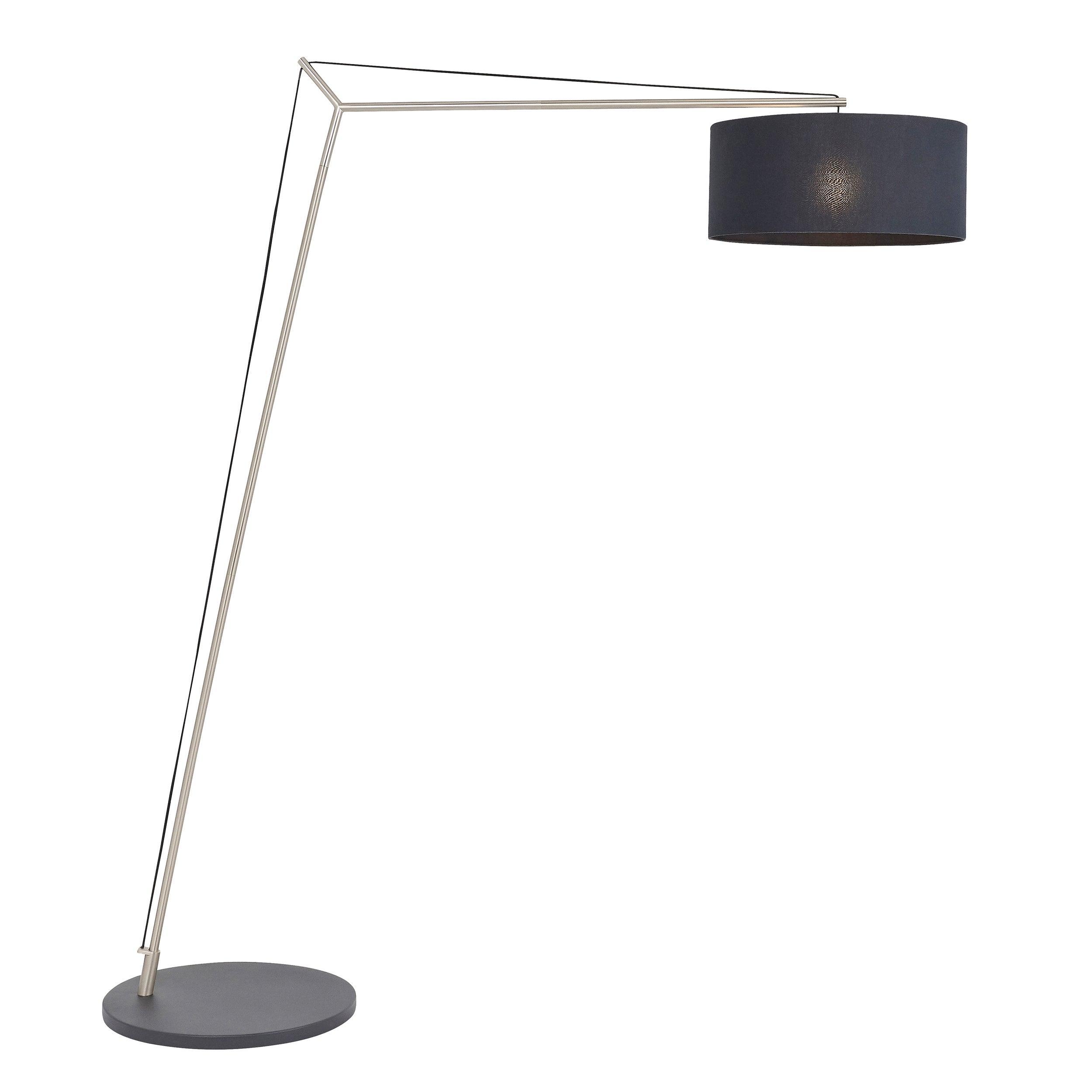 Wimbledon  Matt Nickel Floor Lamp with Black Shade