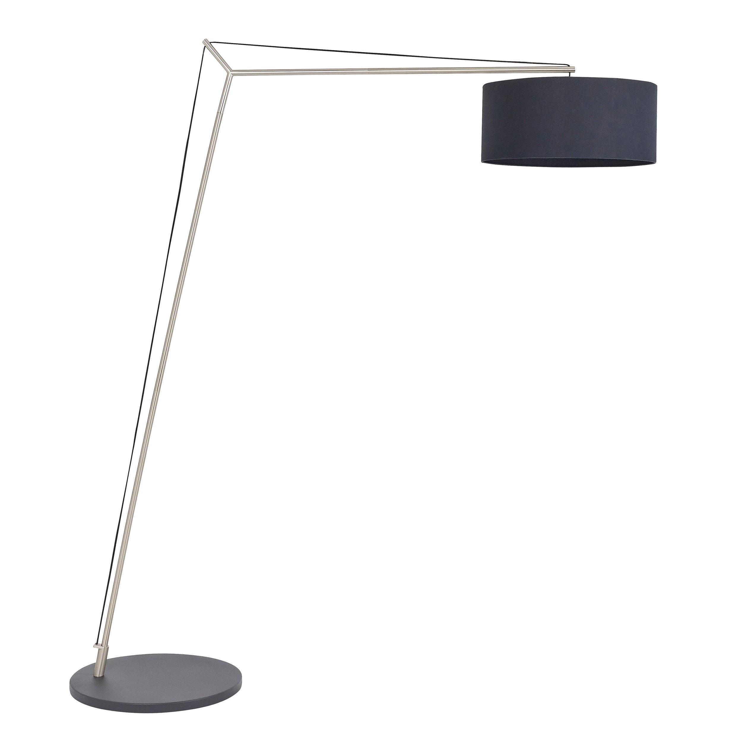 wimbledon xl angular matt nickel floor lamp with black shade close fitting image