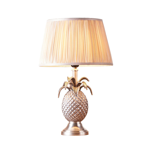 Pineapple Pewter Effect Table Lamp - Oyster 12 inch Shade 1