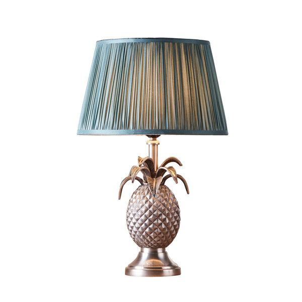 Pineapple Pewter Effect Table Lamp With Fir 12 inch Shade 1
