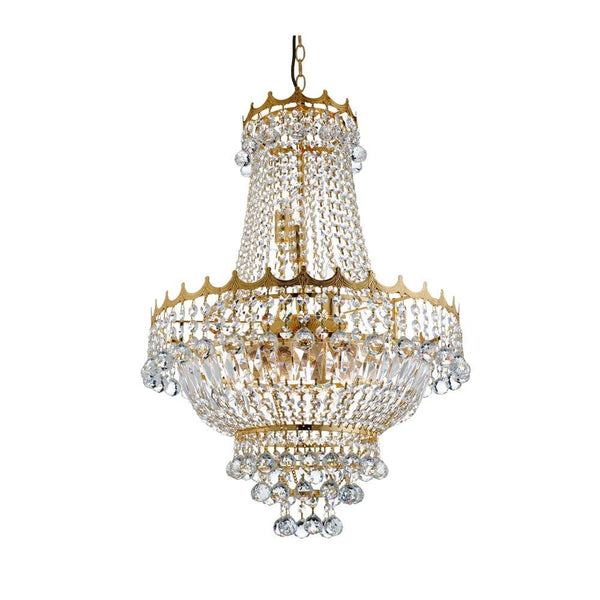 Versailles 9 Light Gold & Crystal Cut Jewels Chandelier