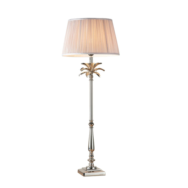 Endon Leaf Large Polished Nickel Table Lamp With Pink Shade 1