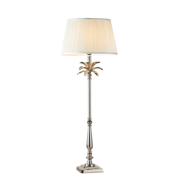 Endon Leaf Large Nickel Table Lamp With Grey 14 inch Shade 1