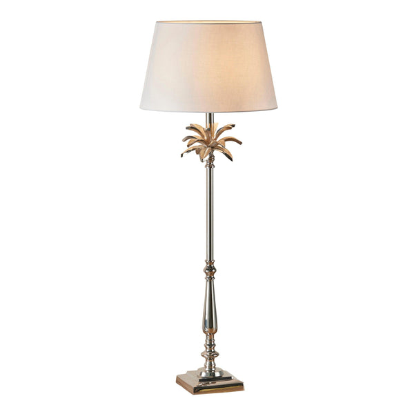 Endon Leaf Polished Nickel Table Lamp & Evie Grey Lamp Shade 1