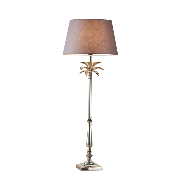 Endon Leaf Polished Nickel Table Lamp With Charcoal Shade 1