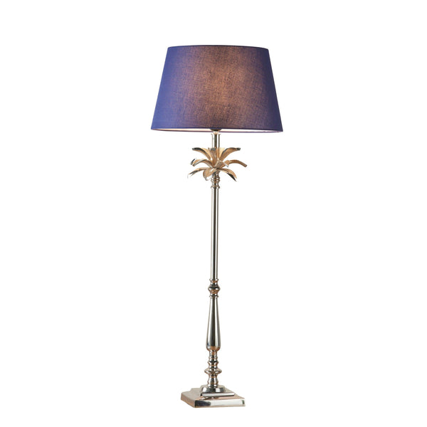 Endon Leaf Polished Nickel Table Lamp & Evie Navy Lamp Shade 1