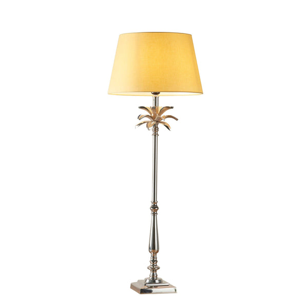 Leaf Polished Nickel Table Lamp & Evie Yellow Lamp Shade 1