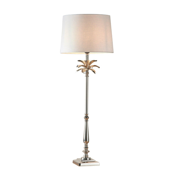 Leaf Polished Nickel Table Lamp - Vintage White 14 inch Shade 1