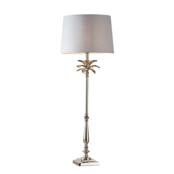 Leaf Polished Nickel Table Lamp With Charcoal 14 inch Shade 1