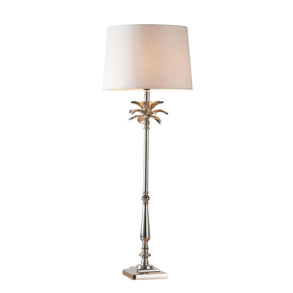 Leaf Polished Nickel Table Lamp - Natural 14 inch Shade 1
