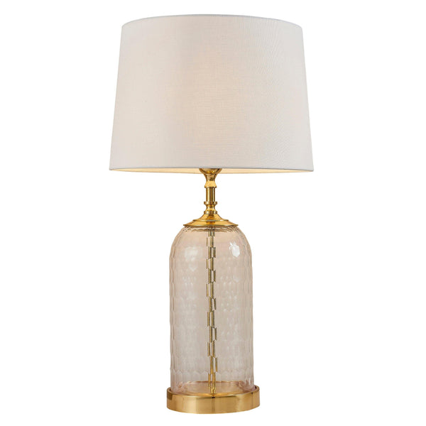 Endon Wistow Brass Table Lamp With White Vintage Shade 1