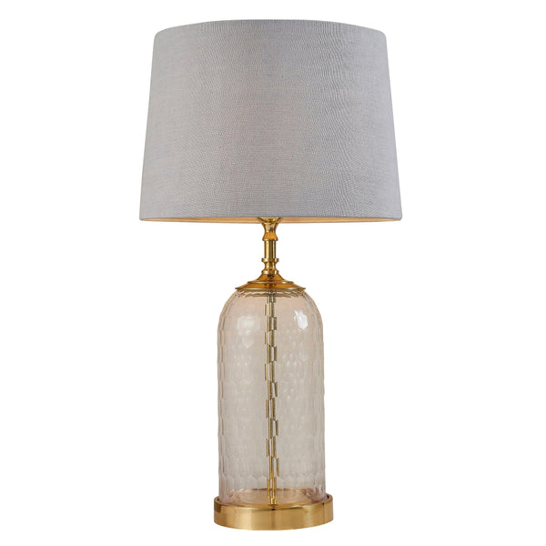 Endon Wistow Brass Table Lamp With Mia Charcoal 14" Shade 1