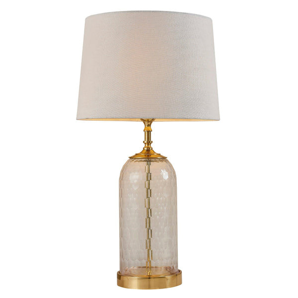 Endon Wistow Brass Table Lamp With Natural Linen Shade 1