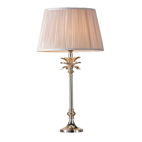 Endon Leaf Polished Nickel Table Lamp With Pink Shade 1